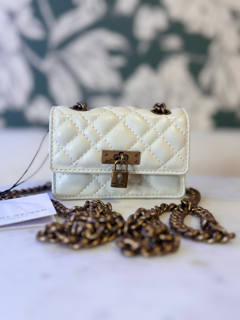 Kurt Geiger 🦅 NWT/NIB! Cream Quilted Mini Chain Bag - Picture 2 of 10